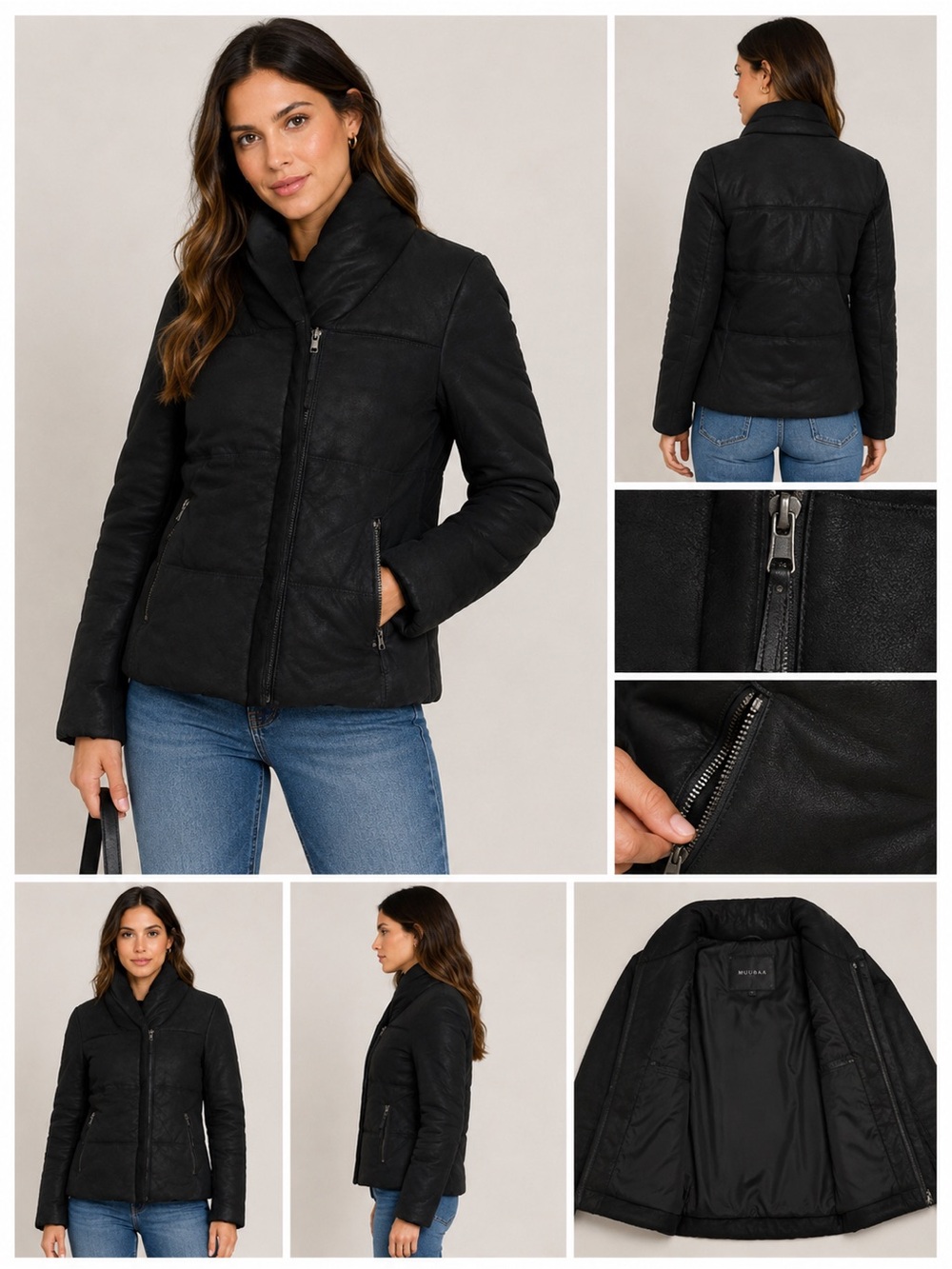 MUUBAA women’s genuine leather jacket Black moto Goatskin edgy rare size 6